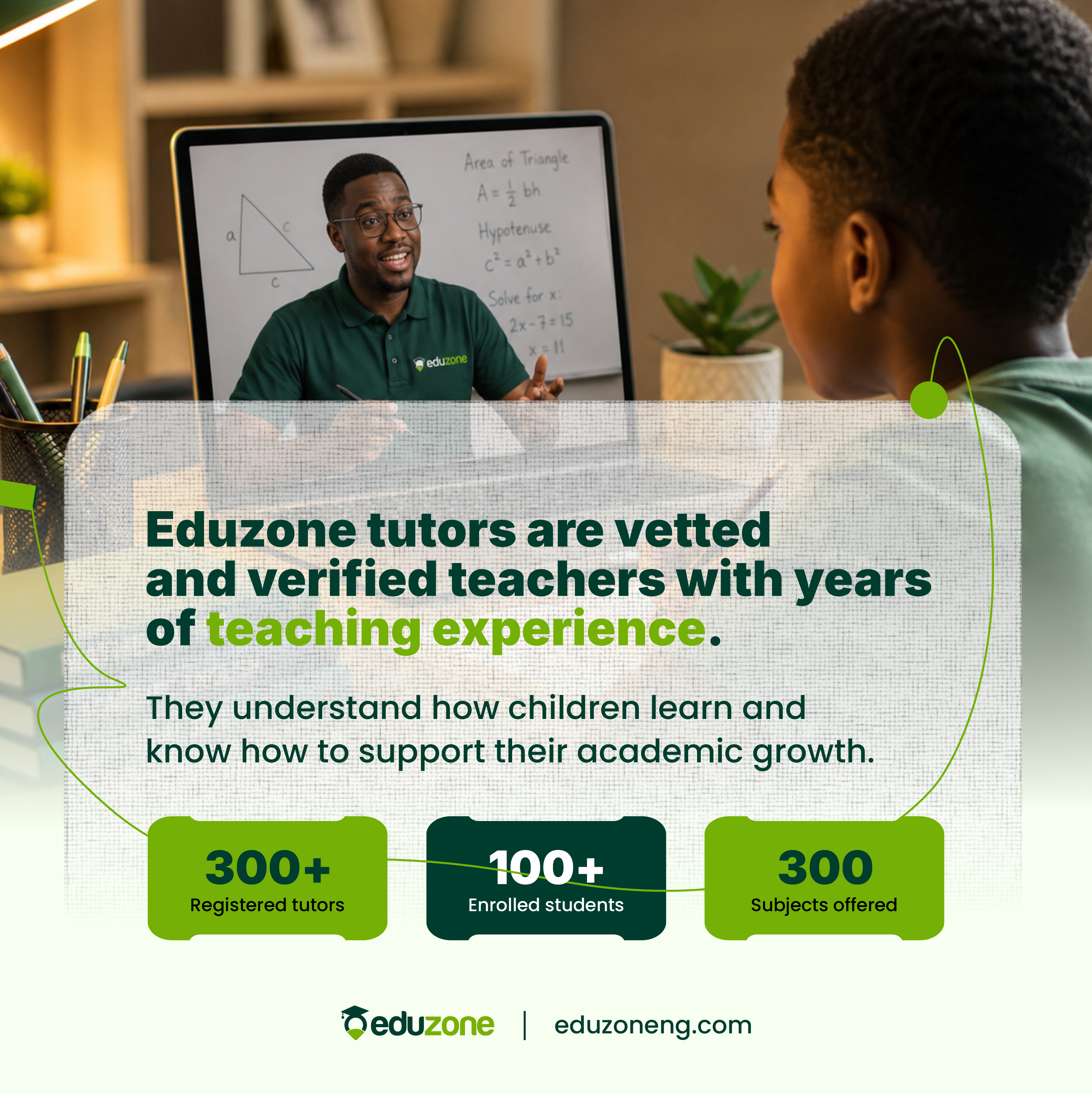 Eduzone ad campaign — vetted tutors and platform proof