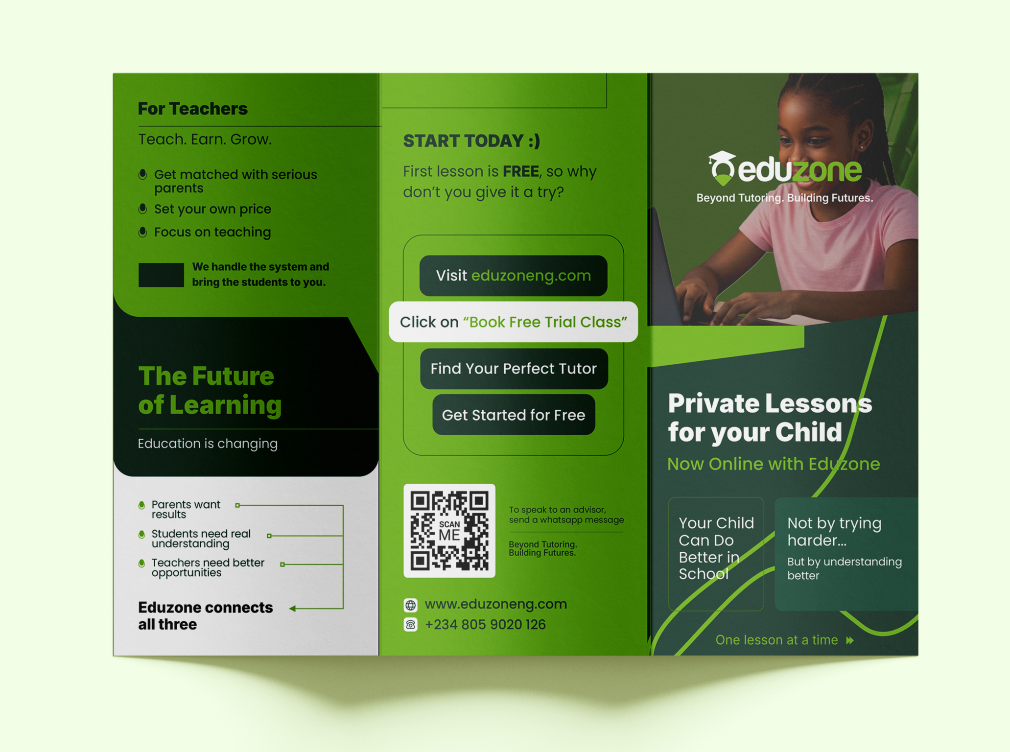 Eduzone trifold brochure — cover panels